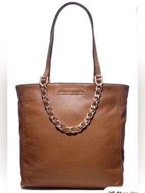 Michael Kors Harper Luggage Brown Leather Medium North
South Tote. (Bags 21)